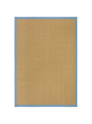 Balkon-Teppich UV-beständig KEER Sisal Bordüre Terrasse in Natur-Blau