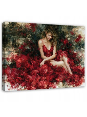 Leinwandbild Frau in Rot