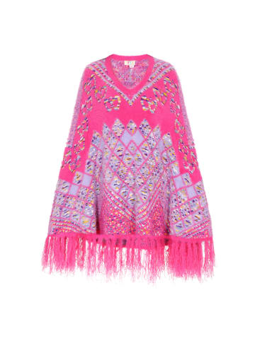 Women Poncho in pink multicolor
