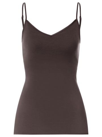 Spaghetti Top Cotton Seamless in Dark mocha