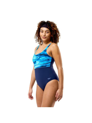 Print Contour Eclipse Badeanzug in blau