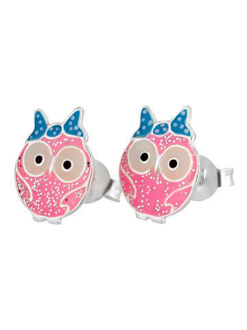 Ohrringe 925 Silber Eule in Rosa