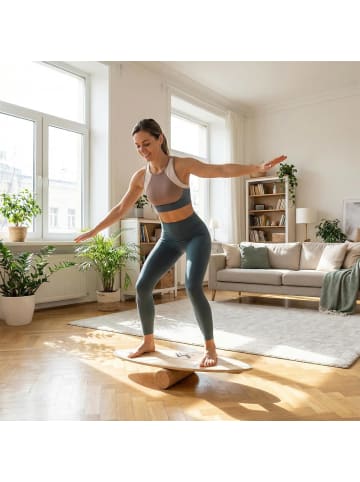 Balance Board mit Korkrolle 77 cm in Hellbraun