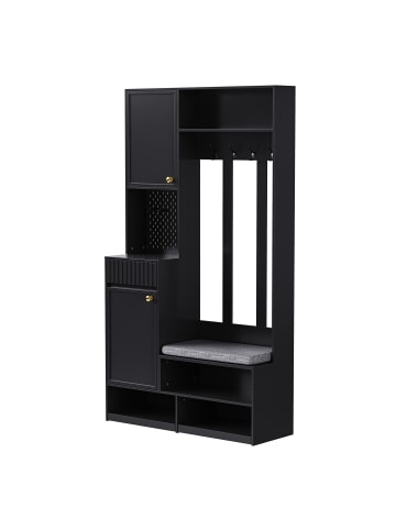 Multifunktionale Schuhschrank mit Bank und Stauraum in Schwarz