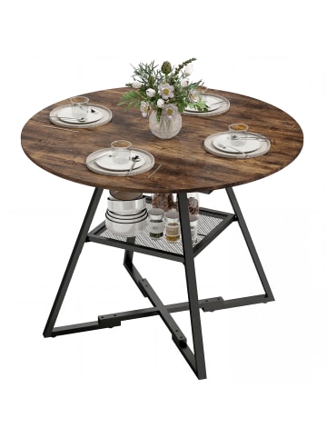 Esstisch-100L x 100B x 76H cm-Rustikal-Braun