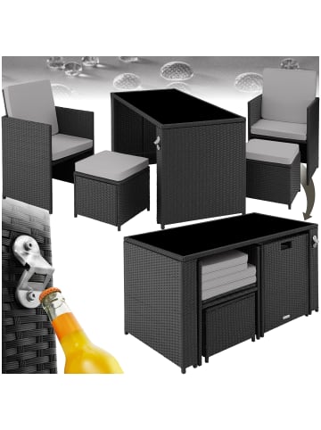 Rattan-Gartenlounge für 2 bis 4 Personen, inklusive Flaschenöffner