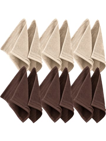 Frottier Seiftuch 12er-Pack Heidelberg in beige-braun