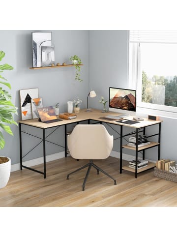 Schreibtisch L-Form in Beige