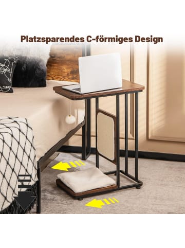 4 in 1 Beistelltisch mit Sisal-Kratzbrett in Braun