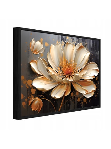 Bild mit Rahmen Blumen in Golden