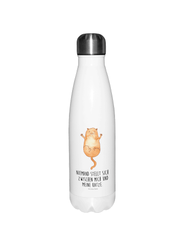 Thermoskanne Katze Umarmen mit Spruch in Weiß