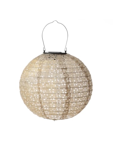 LED Solar Lampion mit Blumenmuster D: 25cm in beige