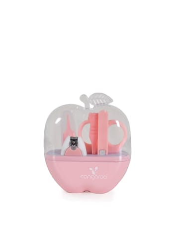 Maniküre-Set Apfel in rosa Nagelschere, Nagelknipser, Nagelfeile, Pinzetten, Reiseetui, ab Geburt