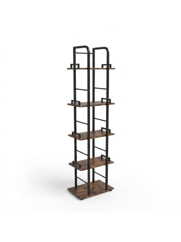 Standregal in Schwarz/ Braun - (B)38 x (H)143 x (T)24 cm