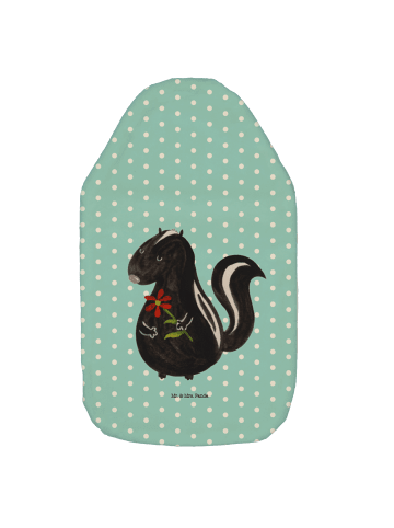 Wärmflasche Stinktier Blume ohne Spruch in Türkis Pastell