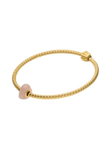 Charm LEI Rosequarz Heart Gold