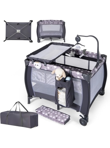 3 in 1 Beistellbett klappbar in Anthrazit
