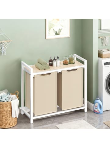 Wäschekorb Brenta in Cappuccinobeige-naturbeige - (B)33 x (H)72 x (T)73 cm
