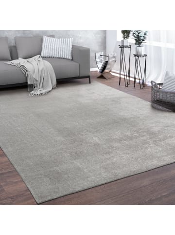 Teppich Kurzflor waschbar Unifarben Wohnzimmer in Silber