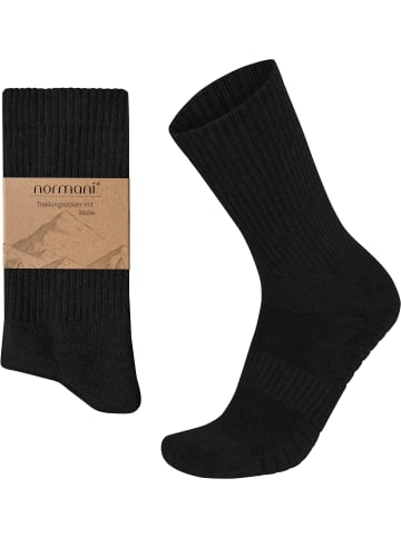 4 Trekkingwollsocken mit Polstersohle und Komfortbund in Schwarz