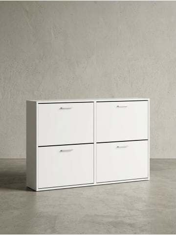 Schuhschrank WL5.829 Modern 120 x 81 x 24 cm Holz Schuhregal 4 in Weiß