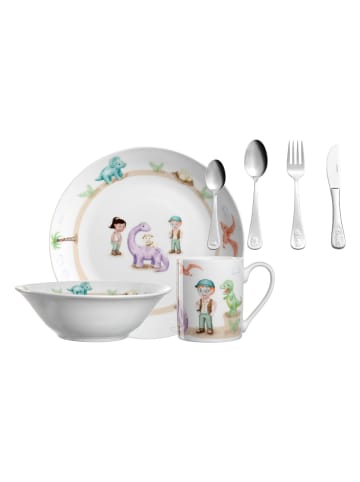 Kindergeschirr Set mit Besteck BAMBINI AVVENTURA in Dino
