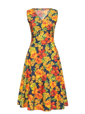Queen Kerosin Swingkleid Hibiskus in mehrfarbig