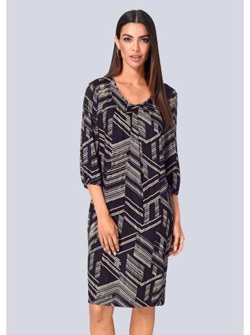 Kleid mit grafischem Druck in schwarz