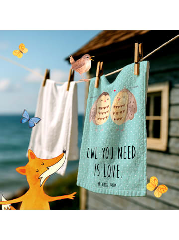 Handtuch Eulen Liebe mit Spruch in Türkis Pastell