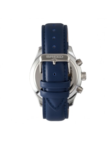Maverick Chronograph Lederarmbanduhr mit Datumsanzeige in Silver/Blue