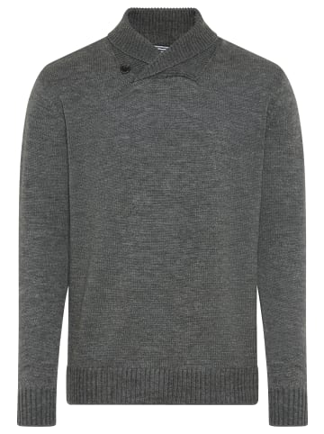 Schalkragenpullover in grau melange