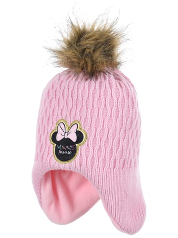 Wintermütze mit Bommel in Rosa