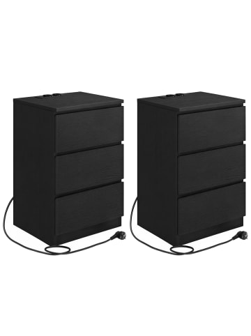 2er-Set: Nachttisch Kailyn in Schwarz - (B)40 x (H)59 x (T)35 cm