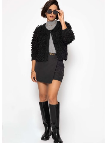 Strickjacke mit Loop-Struktur in Schwarz