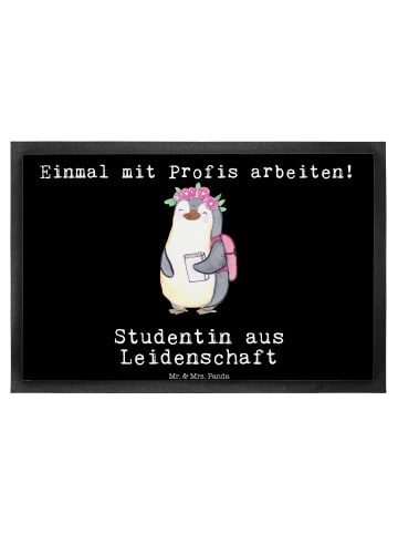 Schmutzmatte Studentin Leidenschaft mit Spruch in Schwarz