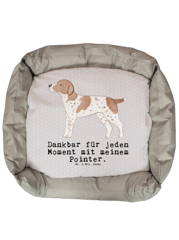 Hundebettchen Pointer Moment mit Spruch in Grau Pastell