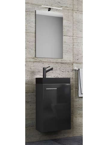 3tlg Waschtisch Slito SP Toilette schmal Schwarz in Schwarz