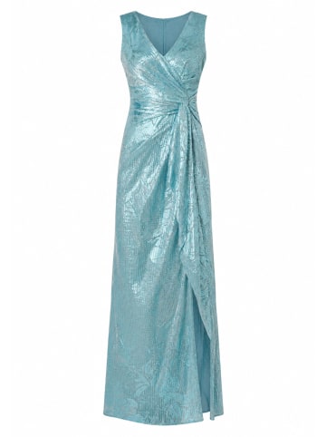 Langes Abendkleid Metallic Crinkle Mesh Gown in blue