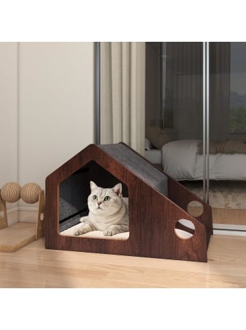 2 in 1 Katzenhöhle & Katzenbett in Braun