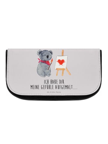 Kosmetiktasche Koala Künstler mit Spruch in Grau Pastell