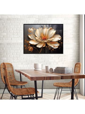 Bild mit Rahmen Blumen in Golden