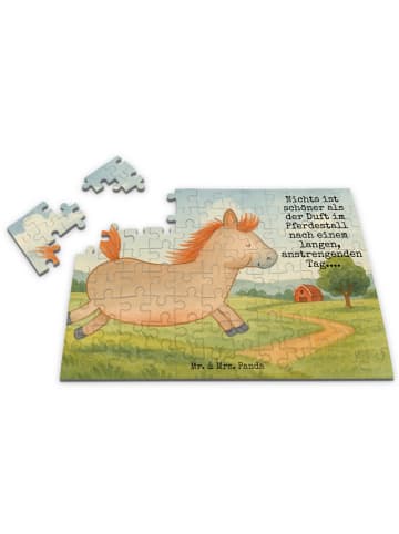 Puzzle Pferd Springen Design mit Spruch in Weiß