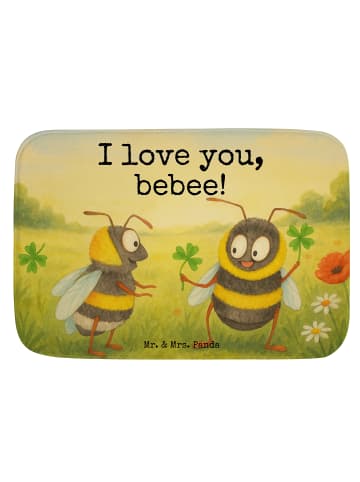 Badevorleger Bienen Paar Design mit Spruch in Weiß