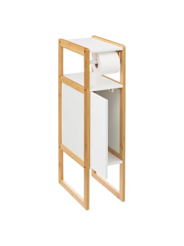 Regal für Toilettenpapier NATUREO, Bambusgestell in Weiß, 33 x 80 x 20 cm