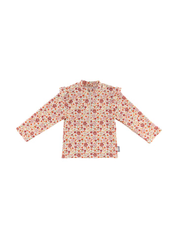 Badeshirt langarm Blumen in ecru