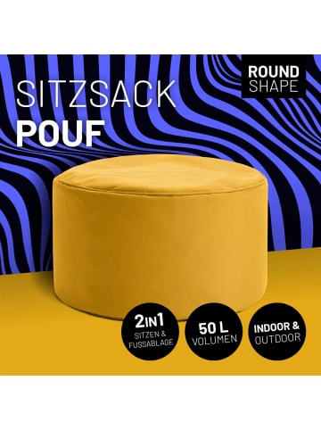 Sitzsack-Hocker Pouf rund 50l senfgelb  gelb
