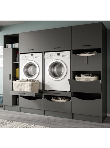 Waschmaschinenschrank grau Set 4-teilig 242 x 196 cm, viel Stauraum