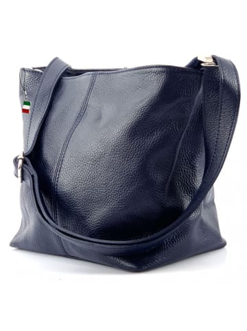Florence Schultertasche, Umhängetasche Leder dunkelblau ca. 29cm