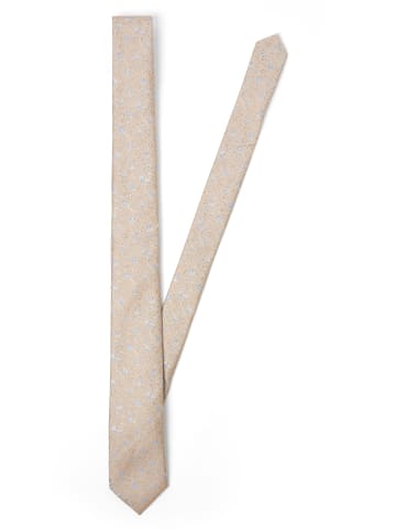 Herren Fliege und Einstecktuch in beige - 0001