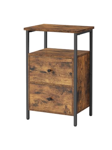 Nachttisch Bellah in Vintagebraun, Schwarz - (B)28 x (H)60 x (T)38 cm